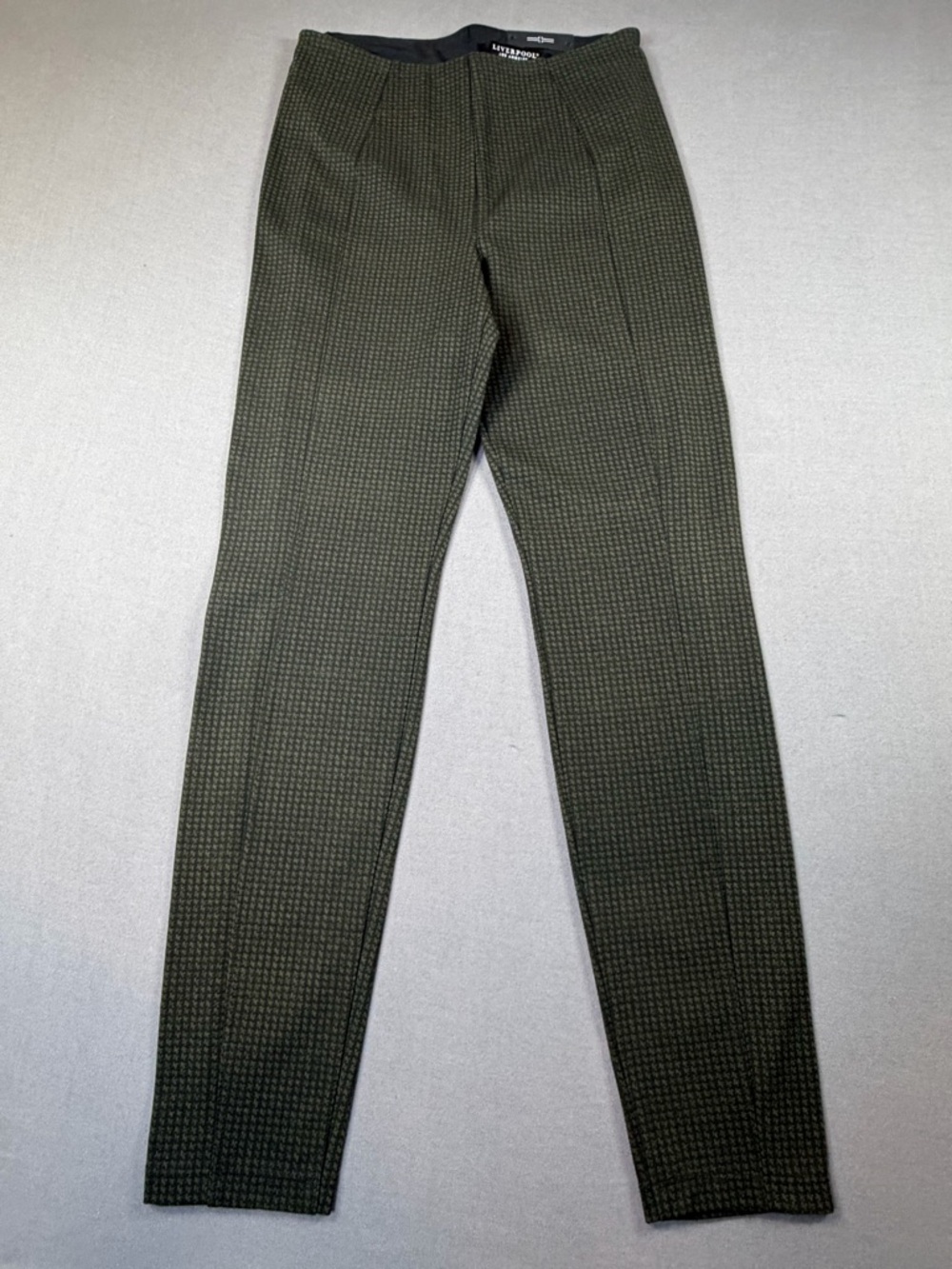 Liverpool Carolyn Classic Black/Olive Houndstooth Ankle Leggings Size 4